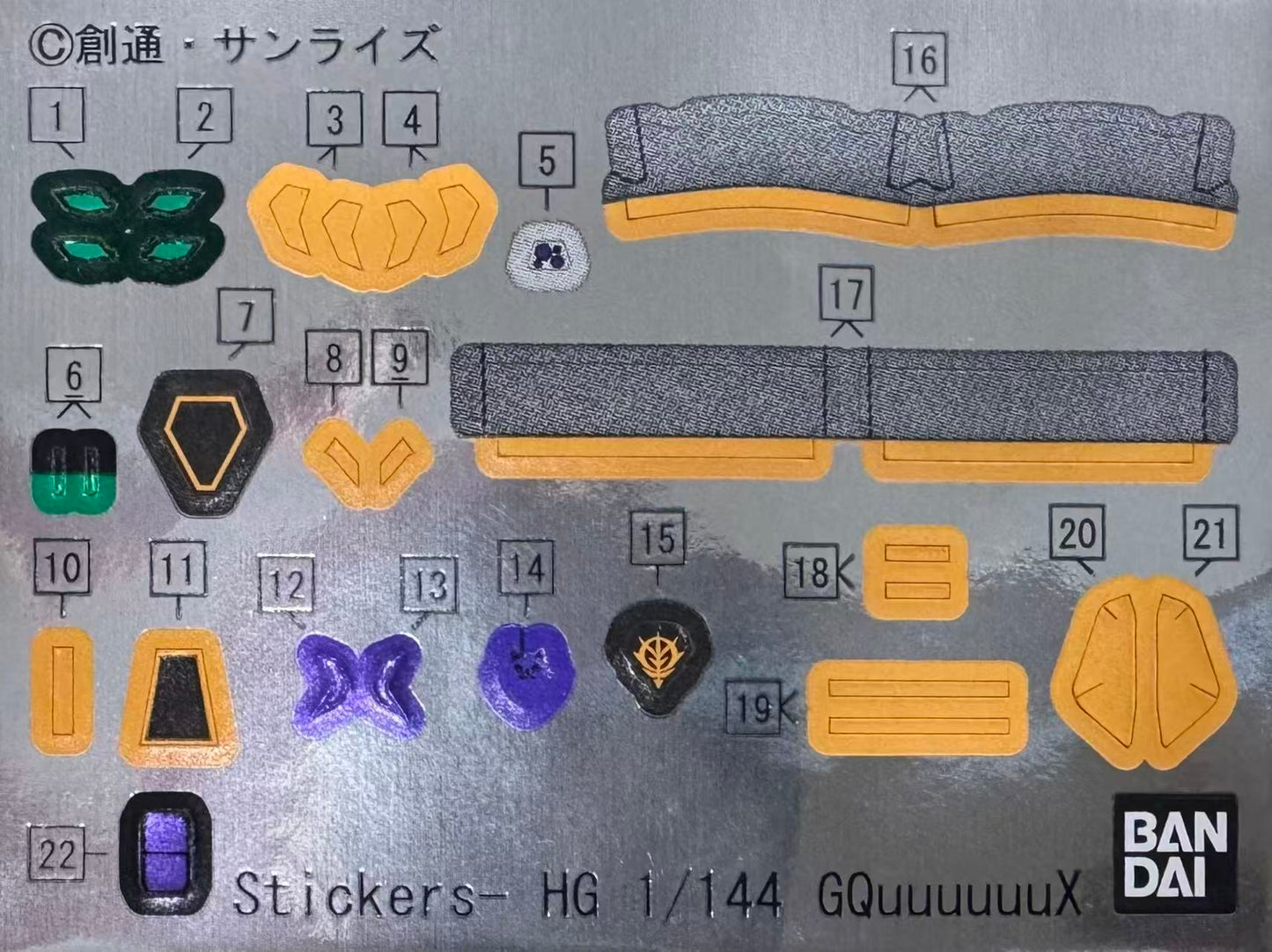 PART - 1/144 HG GQuuuuuuX (Mobile Suit Gundam: GQuuuuuuX) - Runners & Stickers