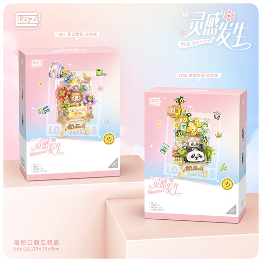 LOZ Mini Block 1302 Panda 3D Frame (with button cell) - 751 Pcs Model Bricks Building Blocks