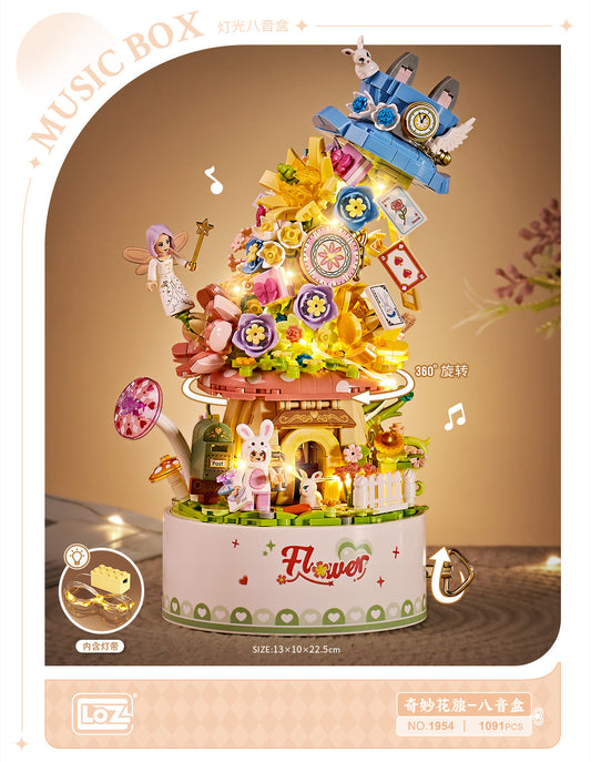 LOZ Mini Block 1954 Flower music box(with button cell) - 1,091 Pcs Model Bricks Building Blocks