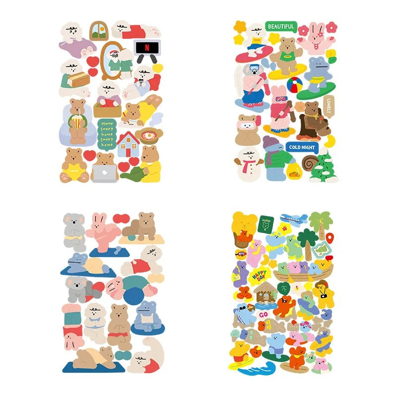 Yzyuezhen Cute Animal Stickers (4 pieces)