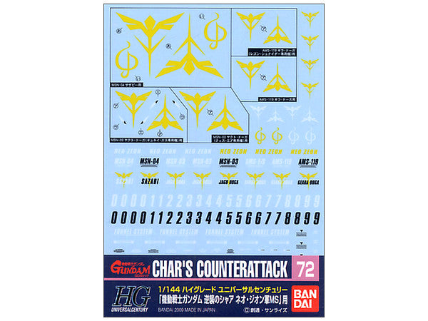 Bandai Gundam Decal GD-72 1/144 HG Neo Zeon Char's Counterattack Ver. Decal