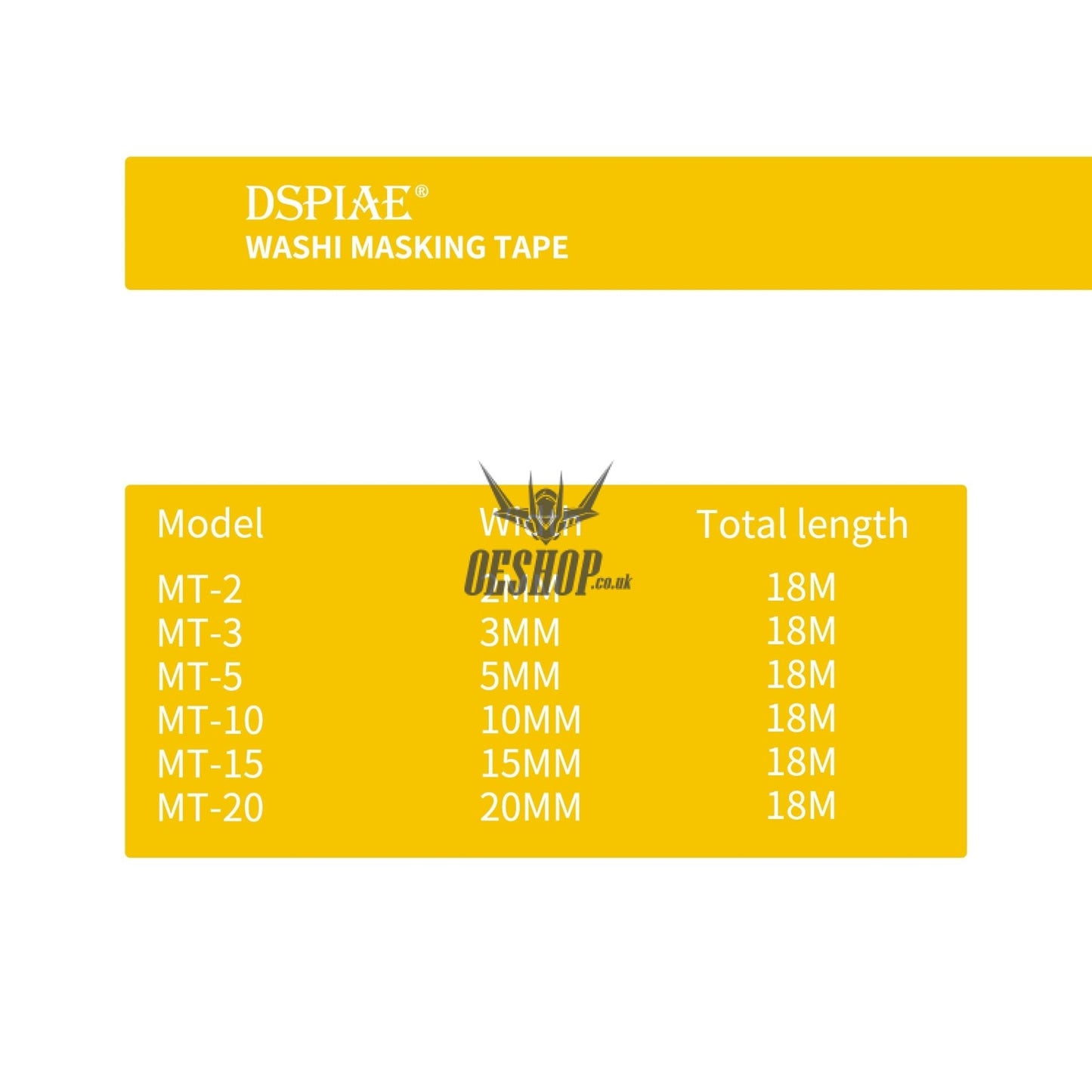 Dspiae Mt Washi Masking Tape 18M 2-20Mm