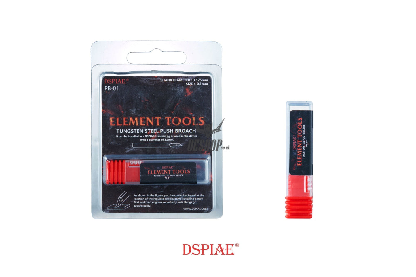 Dspiae Pb 0.1Mm~3.0Mm Tungsten Steel Push Broach (Chisel) Shank Dia: 3.175Mm