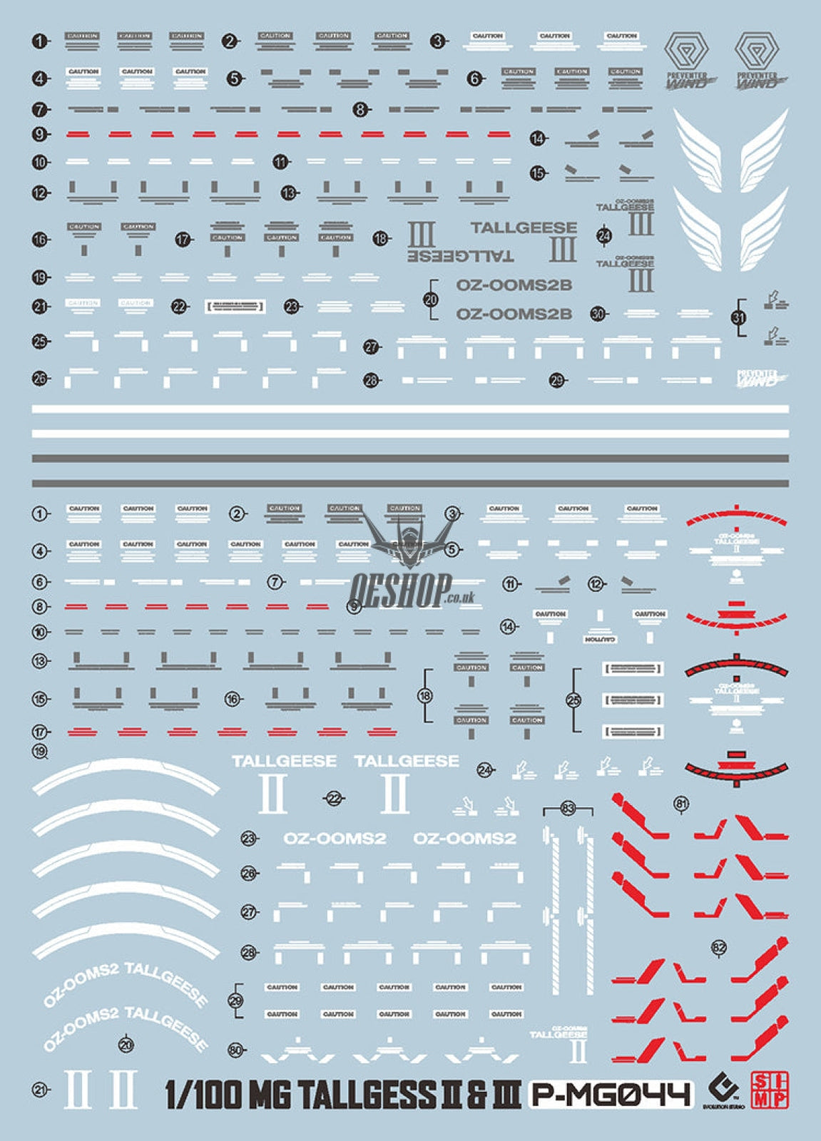 Evo - E-M044 (Uv) Mg Tallgeese (2 3 Collection) Evolution Studio Decals