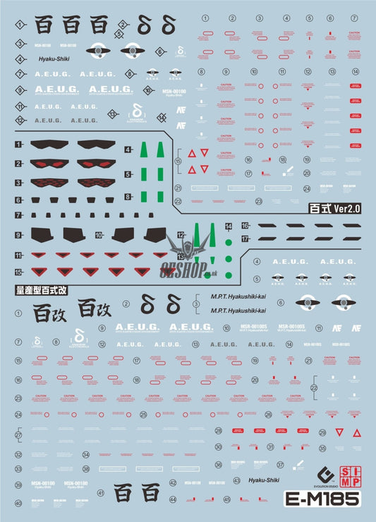 Evo - E-Mg185 (Uv) Mg Hyaku-Shiki2.0+Hyaku-Shiki Kai Evolution Studio Decals