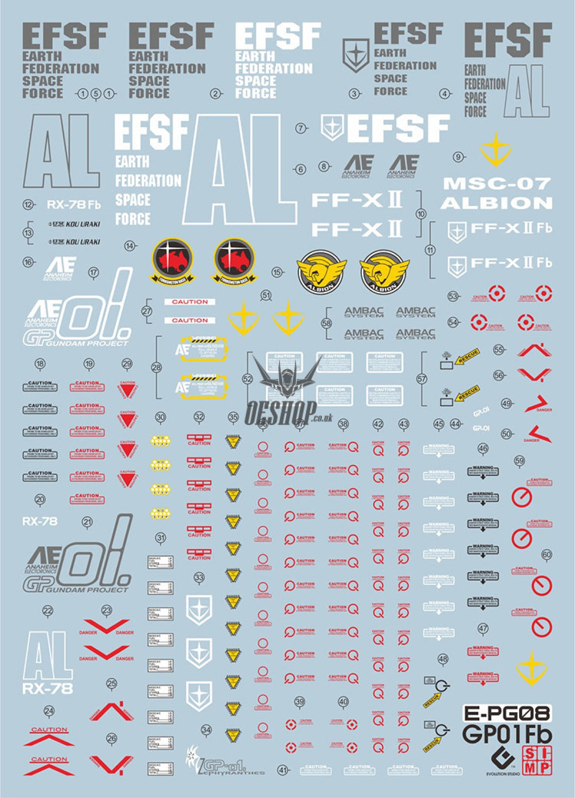 Evo - E-Pg08 (Uv) Pg Gundam Gp01Fb Evolution Studio Decals