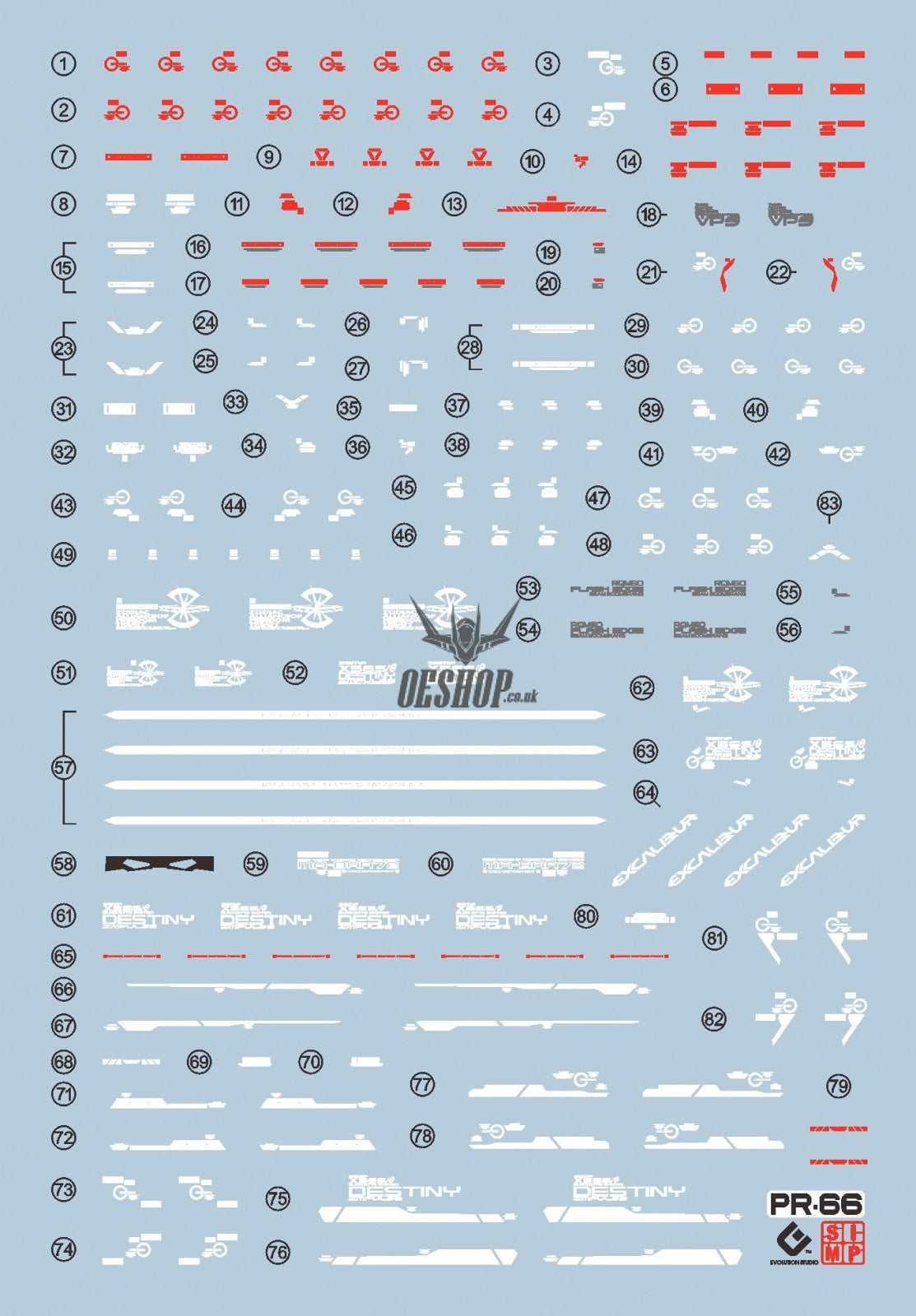 Evo E-R66 Rg Destiny Impulse Gundam Uv Evolution Studio Decals