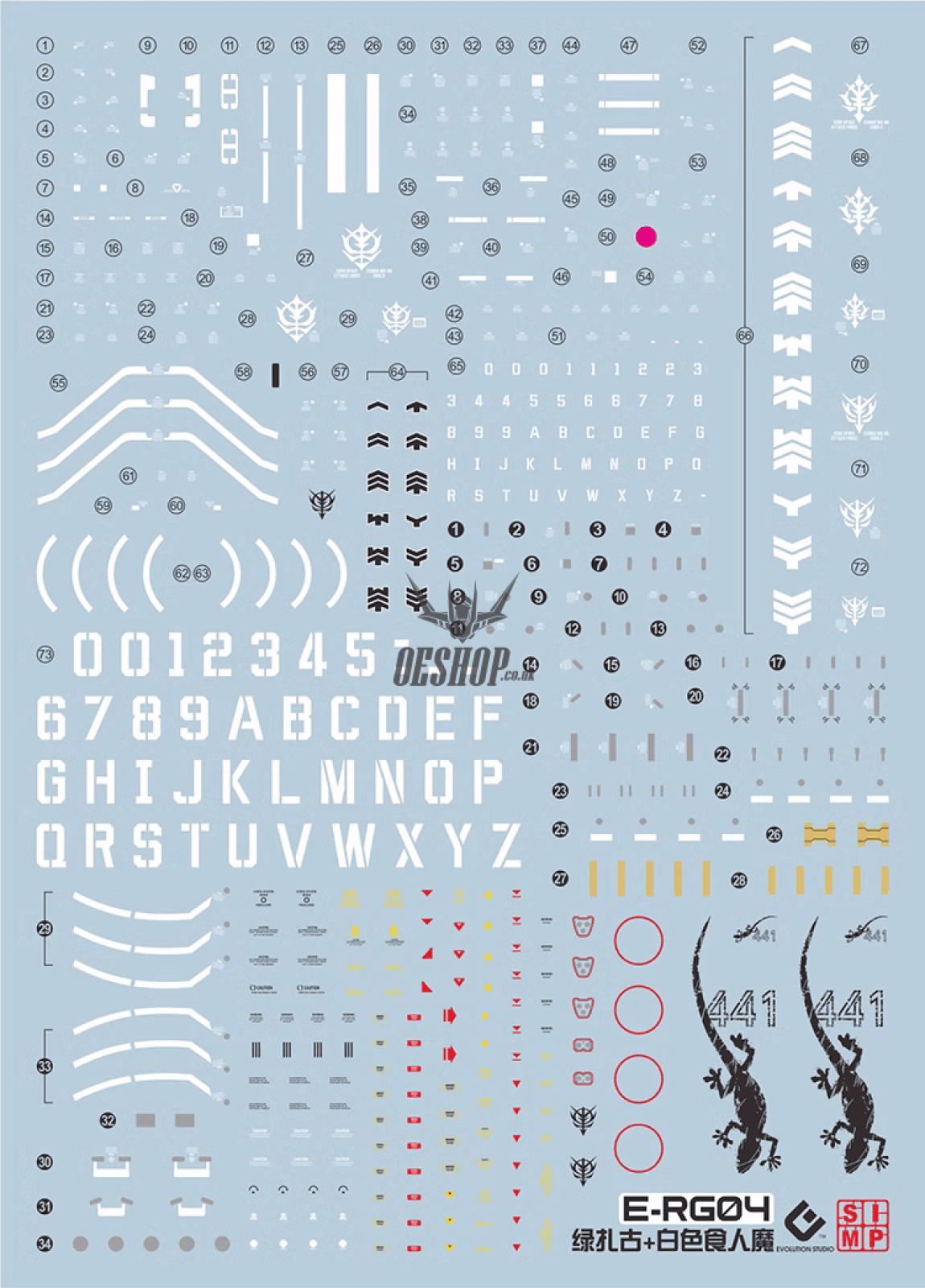 Evo - E-Rg04 Rg Mass Productive Zaku 2+White Ogre Evolution Studio Decals