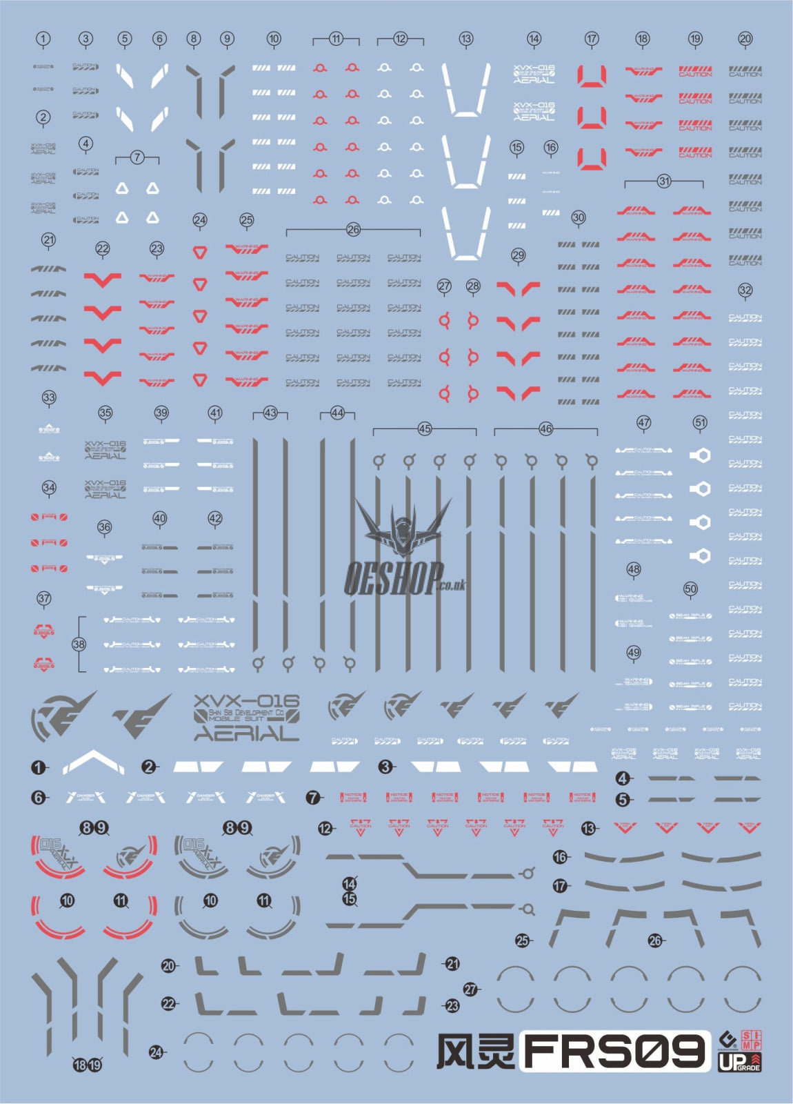Evo - Fm - Frs09 (Uv) 1/100 Full Mechanics Gundam Aerial Evolution Studio Decals