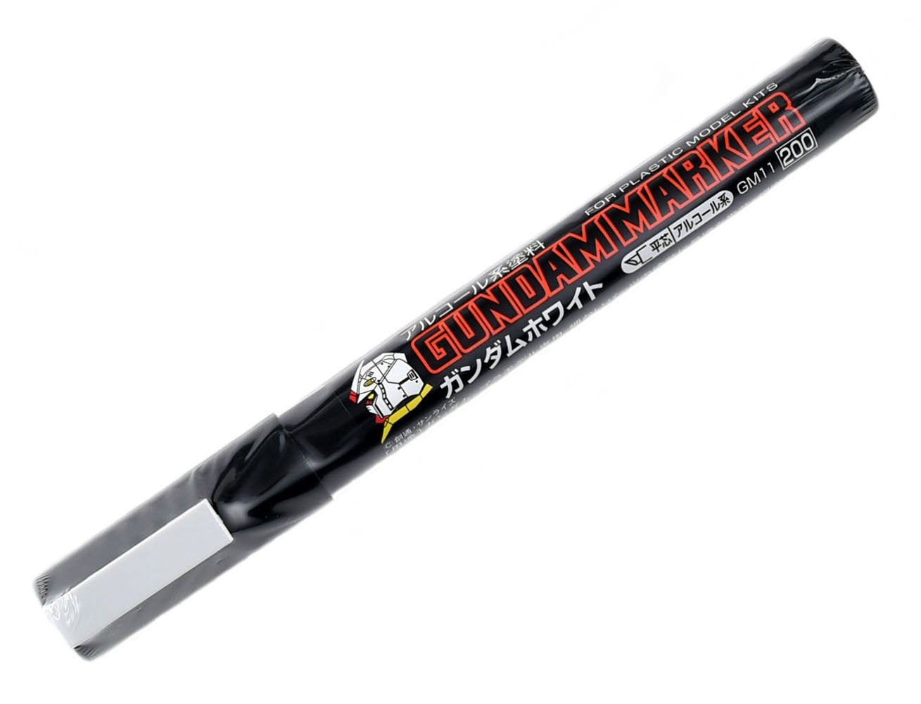 GSI Mr.Hobby GM11 200 Gundam Marker White Angled Flat Edge Tip