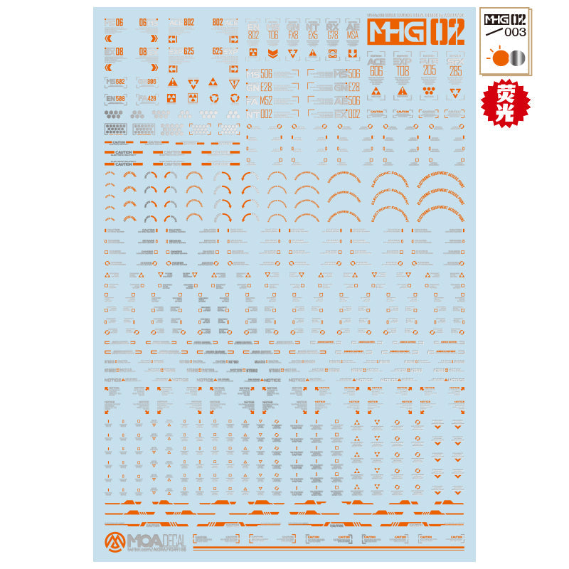 HobbyMio MHG02 Model Decals 1/144 Universal Warning Label With UV Options