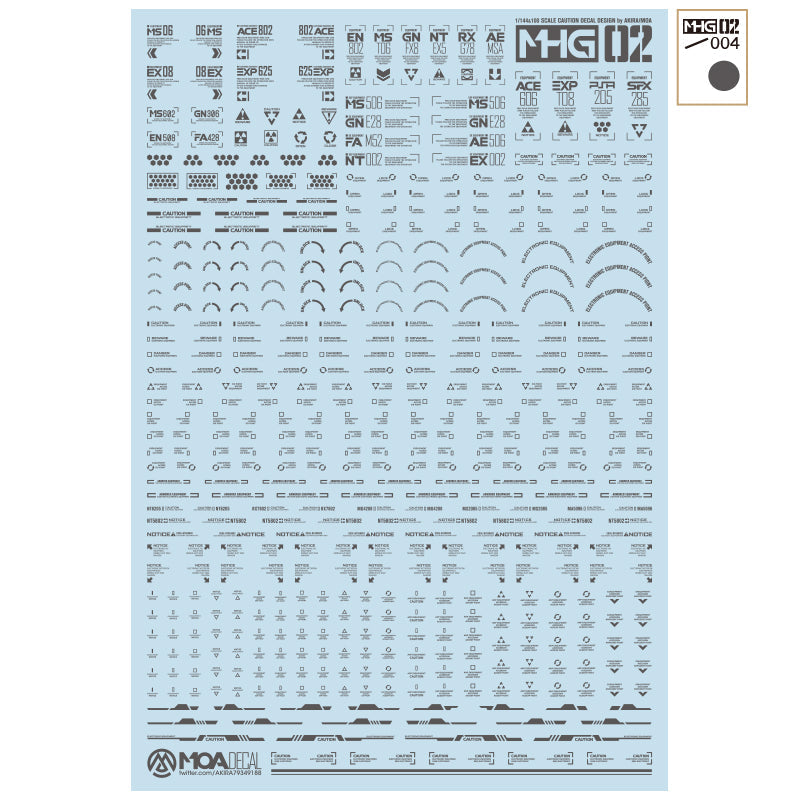 HobbyMio MHG02 Model Decals 1/144 Universal Warning Label With UV Options