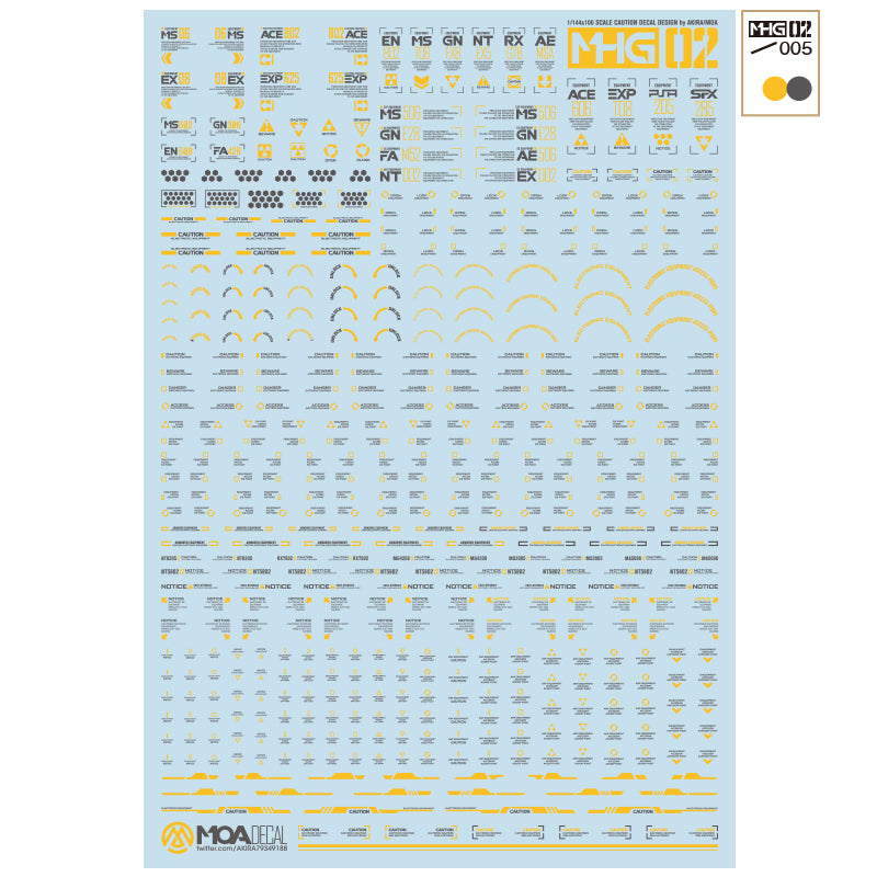 HobbyMio MHG02 Model Decals 1/144 Universal Warning Label With UV Options
