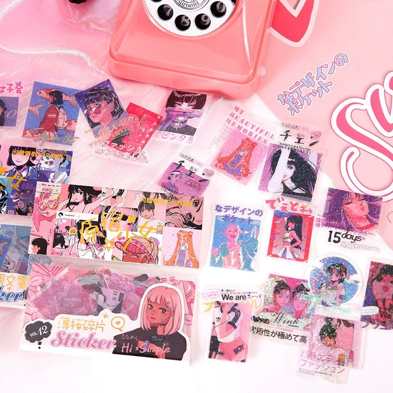 Moore Harajuku Girl Stickers (40 pieces)