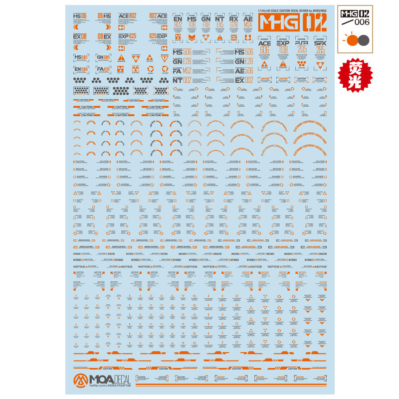 HobbyMio MHG02 Model Decals 1/144 Universal Warning Label With UV Options
