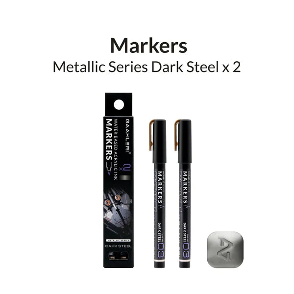 Gaahleri Metallic Series Markers x2 Dark Steel