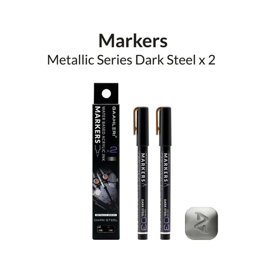 Gaahleri Metallic Series Markers x2 Dark Steel