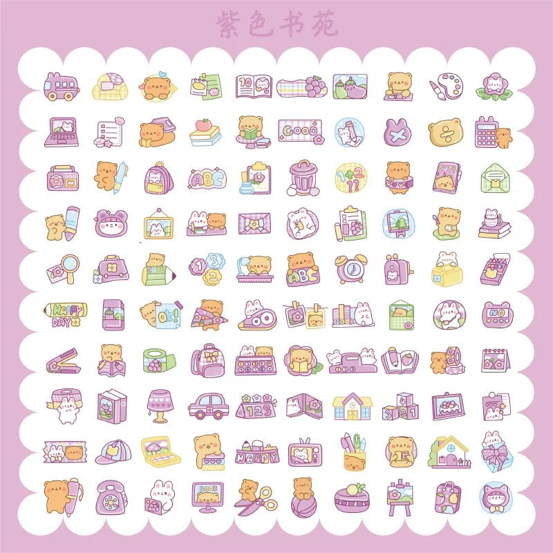 Yzyuezhen Cute Bear & Bunny Stickers (200 pieces)