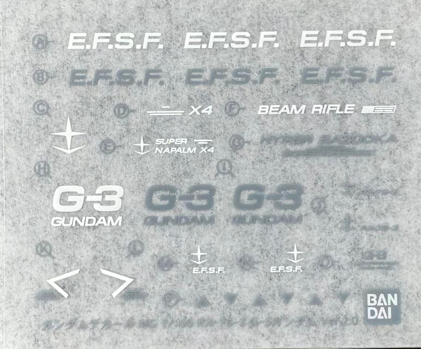 PART - 1/100 MG RX-78-3 G3 Gundam VER. 2.0 - STICKERS & ACCESSORIES