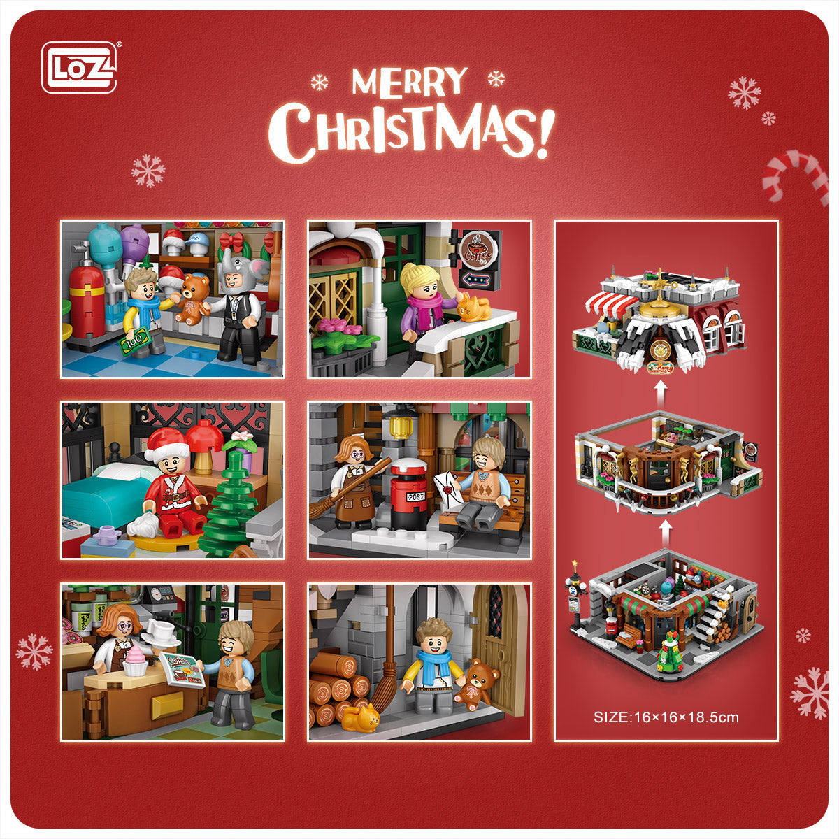 LOZ Mini Block 1054 Christmas Coffee shop - 2506 Pcs Model Bricks Building Blocks