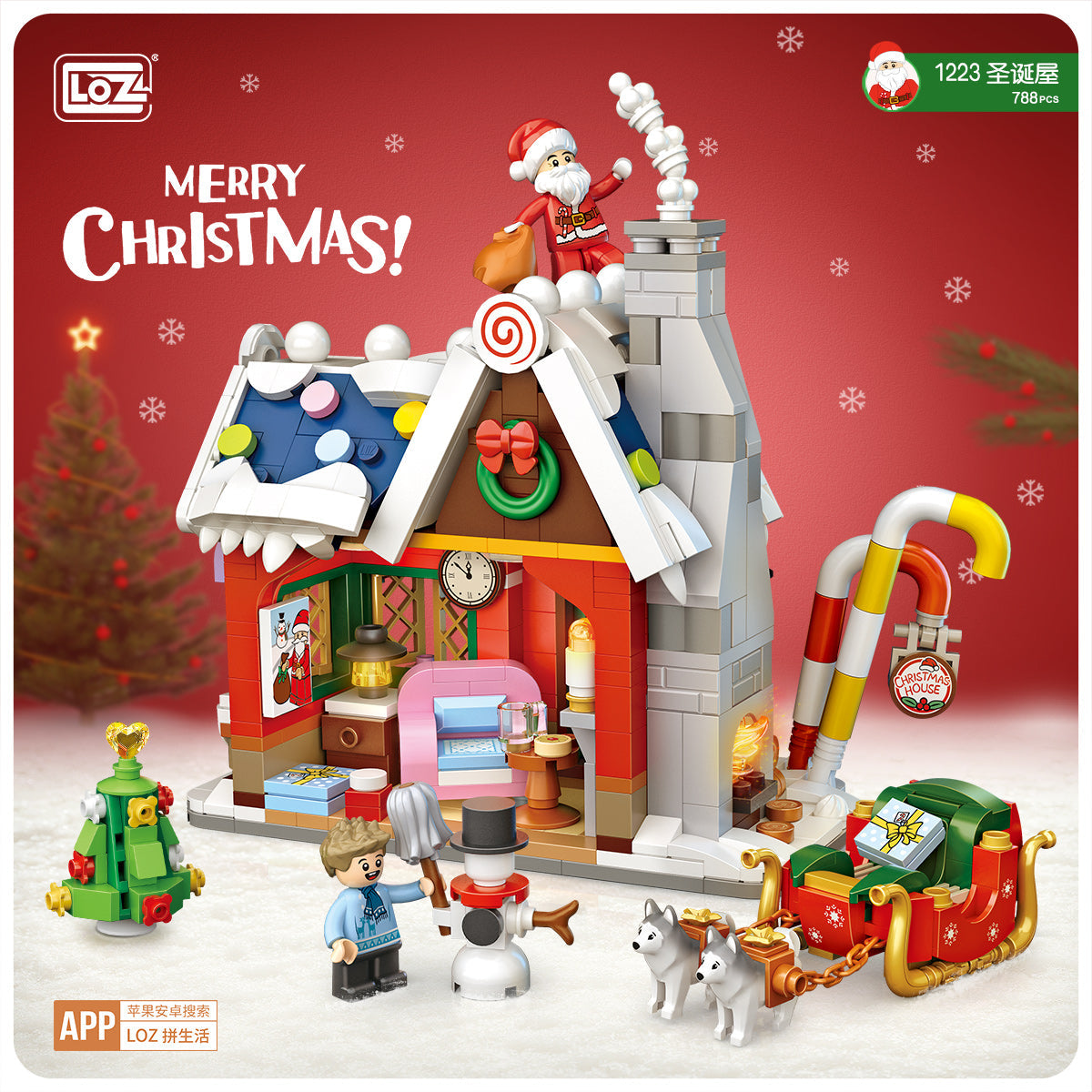 LOZ Mini Block 1223 Christmas House - 788 Pcs Model Bricks Building Blocks