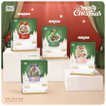 LOZ Mini Block 1304 Christmas tree Hugging bucket (with button cell) - 800 Pcs Model Bricks Building Blocks