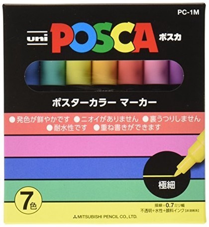 Uni POSCA Paint Marker PC-1M 7C Ultra-Fine 7 Color Set Uni MITSUBISHI PENCIL 17.98 OEShop