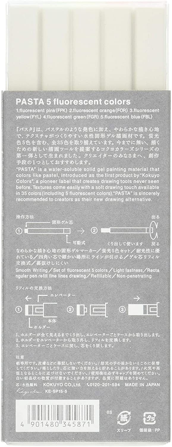 Kokuyo Graphic Pasta Soft Markers - Fluorescent 5 Colour Set KOKUYO 14.98 OEShop