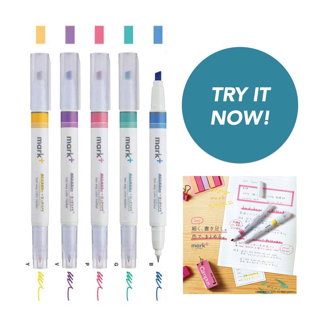 KOKUYO Mark+ 2 Way Highlighter 5-colour set PM-MT200-5S KOKUYO 9.99 OEShop