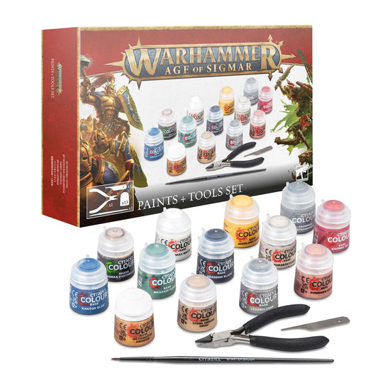 Warhammer Age of Sigmar Paint Set: Paint set + Tools 80-17