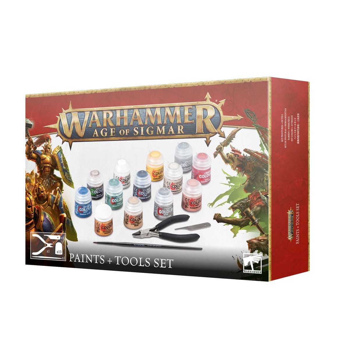 Warhammer Age of Sigmar Paint Set: Paint set + Tools 80-17