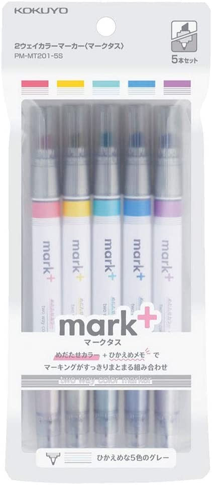KOKUYO Mark+ 2 Way Highlighter Gray 5-colour set PM-MT201-5S KOKUYO 9.99 OEShop