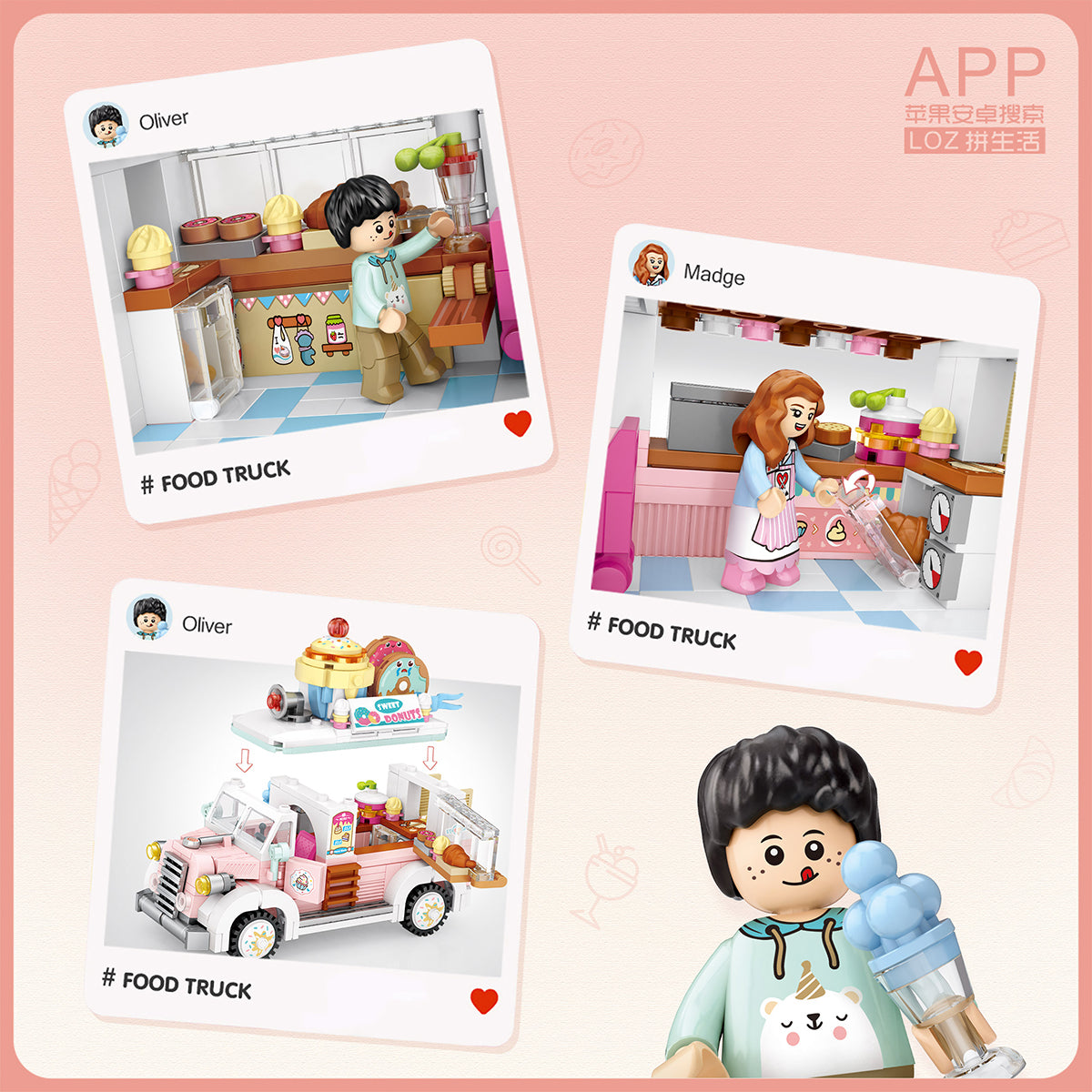 LOZ Mini Block 1738 Dessert truck - 582 Pcs Model Bricks Building Blocks