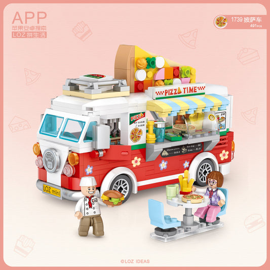 LOZ Mini Block 1739 Pizza truck - 491 Pcs Model Bricks Building Blocks