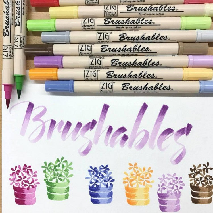 Kuretake Zig Brushables Pen set 6 colors vivid Kuretake 16.98 OEShop