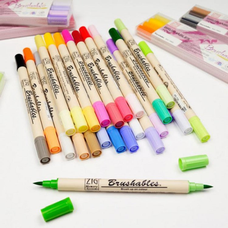 Kuretake Zig Brushables Pen set 6 colors vivid Kuretake 16.98 OEShop