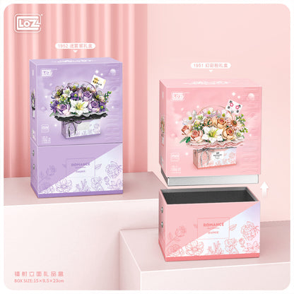 LOZ Mini Block 1951 Flower Gift Box(with button cell) - 1,212 Pcs Model Bricks Building Blocks