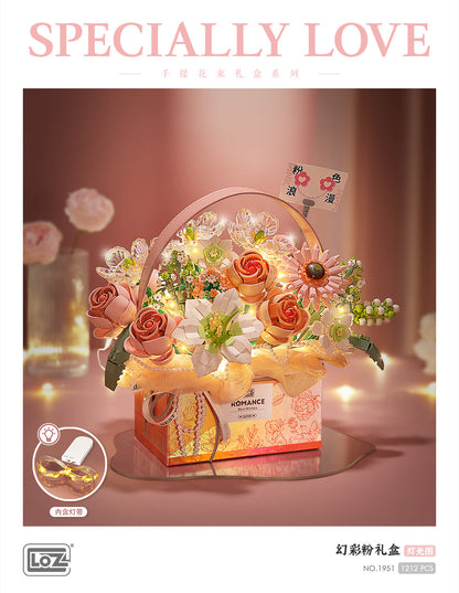 LOZ Mini Block 1951 Flower Gift Box(with button cell) - 1,212 Pcs Model Bricks Building Blocks