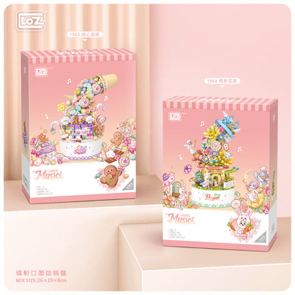 LOZ Mini Block 1954 Flower music box(with button cell) - 1,091 Pcs Model Bricks Building Blocks