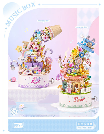 LOZ Mini Block 1954 Flower music box(with button cell) - 1,091 Pcs Model Bricks Building Blocks
