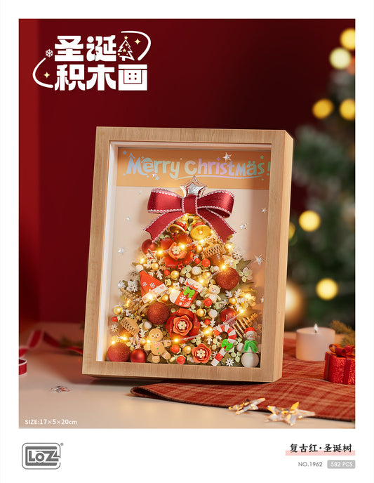LOZ Mini Block 1962 Christmas Tree Photo Frame  (with Strip light not included battery) - 584 Pcs Model Bricks Building Blocks