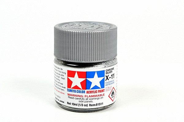 TAMIYA 81511 ACRYLIC MINI X-11 CHROME SILVER 10ml Tamiya 1.85 OEShop