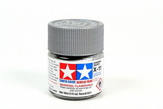 TAMIYA 81511 ACRYLIC MINI X-11 CHROME SILVER 10ml Tamiya 1.85 OEShop