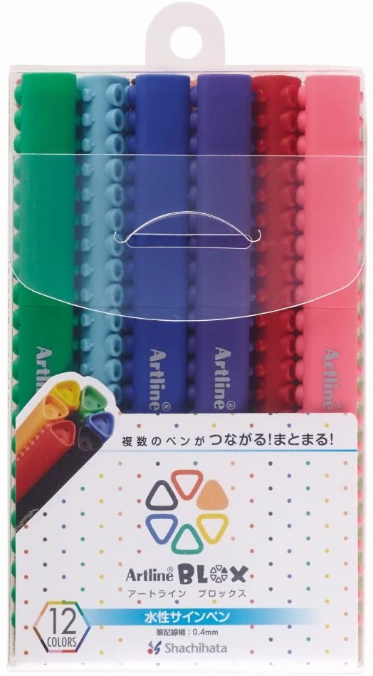 Shachihata Artline BLOX Sign Pen, Water-based, Set of 12 Colors, KTX-200/12W Shachihata 15.98 OEShop