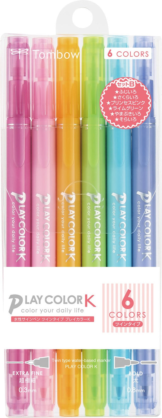 Tombow Play ColorK 6 Color GCF-611B Twin type 0.8mm 0.3mm Tombow 6.99 OEShop