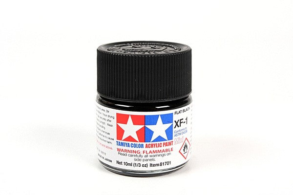 TAMIYA 81701 ACRYLIC MINI XF-1 FLAT BLACK 10ml Tamiya 1.85 OEShop