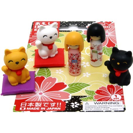 IWAKO Erasers  Kokeshi Beckoning cat Blister Pack Eraser Iwako 4.49 OEShop