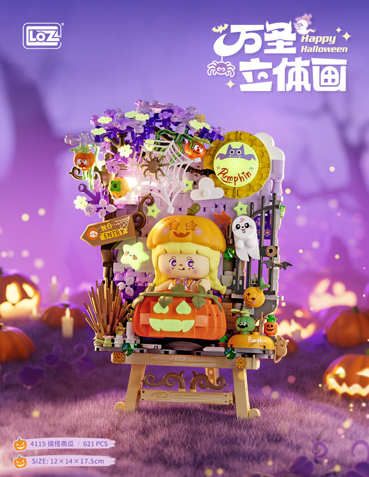 LOZ Mini Block 4115 Funny pumpkin  (with button cell LED Light) - 621 Pcs Model Bricks Building Blocks