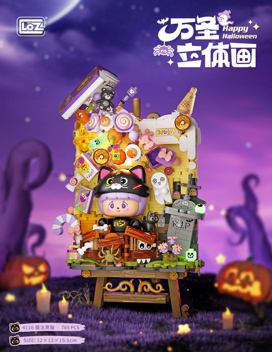 LOZ Mini Block 4116 Magic Black Cat  (with button cell LED Light) - 765 Pcs Model Bricks Building Blocks
