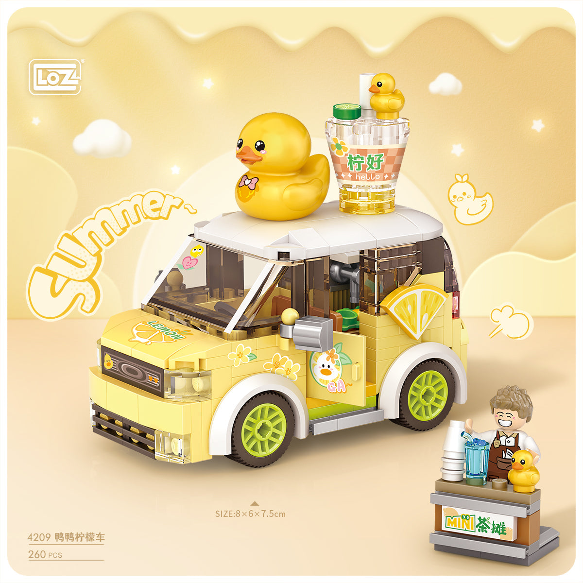 LOZ Mini Block 4209 Duck lemon tea car - 260 Pcs Model Bricks Building Blocks